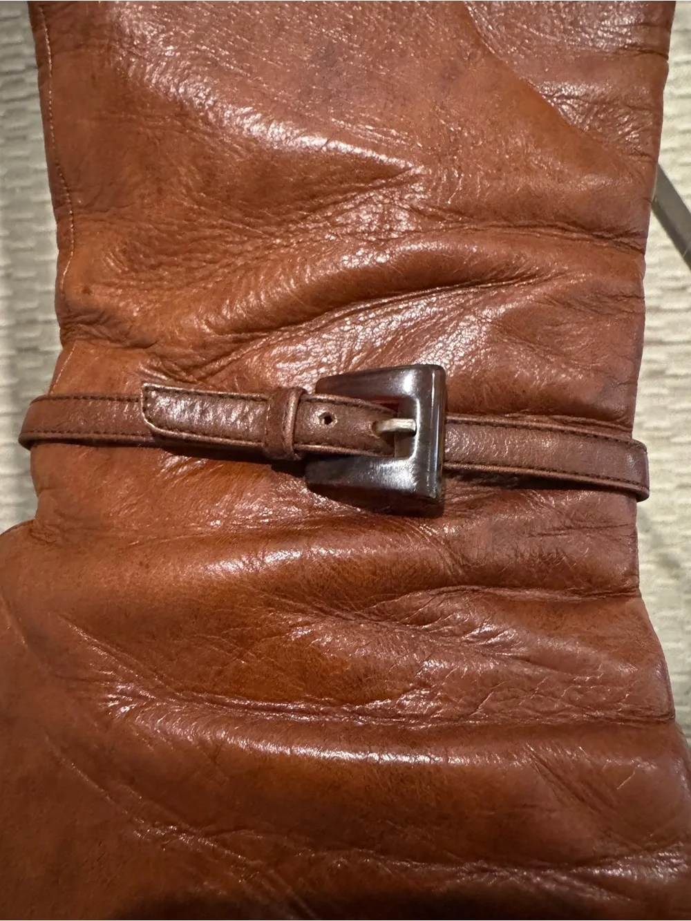 Prada Brown Leather Knee-High Heeled Boots - Picture 5 of 6